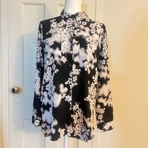 Calvin Klein Black and White Floral Button Down Shirt
